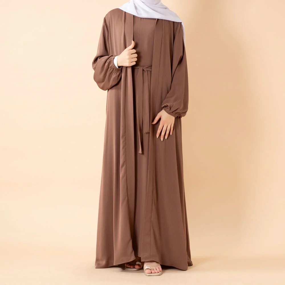 Premium Nida Zoom Open Abaya 3-Piece Set (MOA239) - Image 6