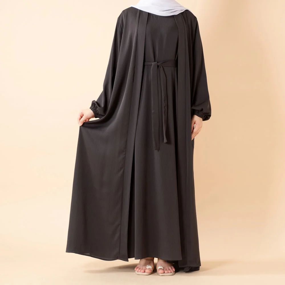 Premium Nida Zoom Open Abaya 3-Piece Set (MOA239) - Image 7