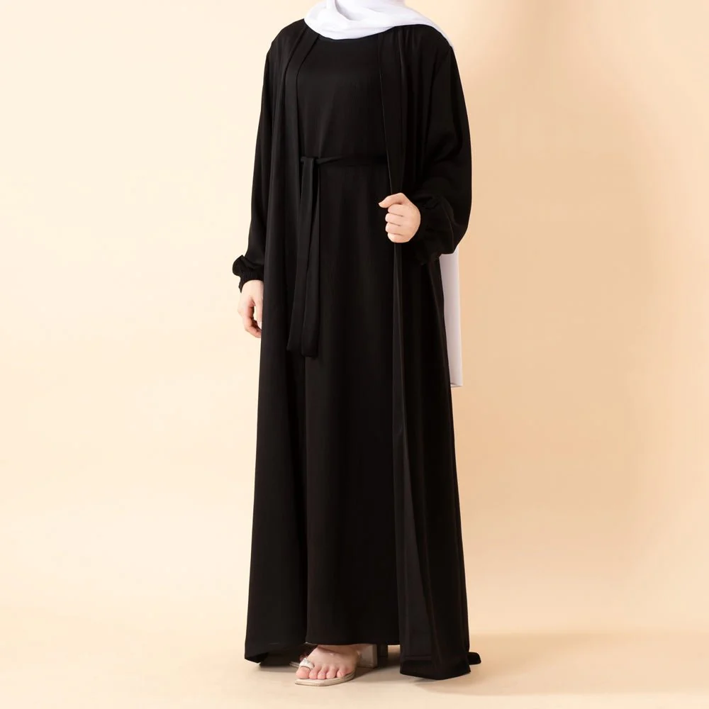 Premium Nida Zoom Open Abaya 3-Piece Set (MOA239) - Image 8