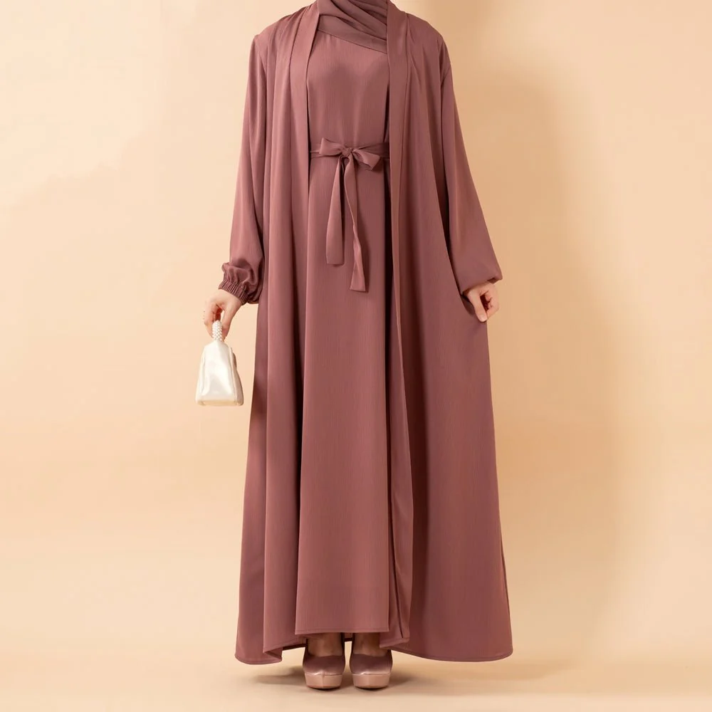 Premium Nida Zoom Open Abaya 3-Piece Set (MOA239) - Image 9