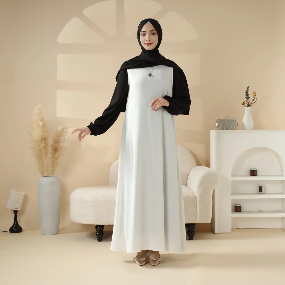 Premium Ribbon Sleeve Abaya: An Elegant Four-piece Abaya Set (MOA105) - Image 11