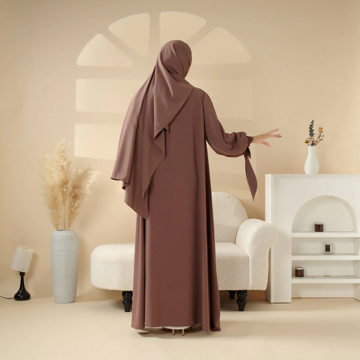 Premium Ribbon Sleeve Abaya: An Elegant Four-piece Abaya Set (MOA105) - Image 15