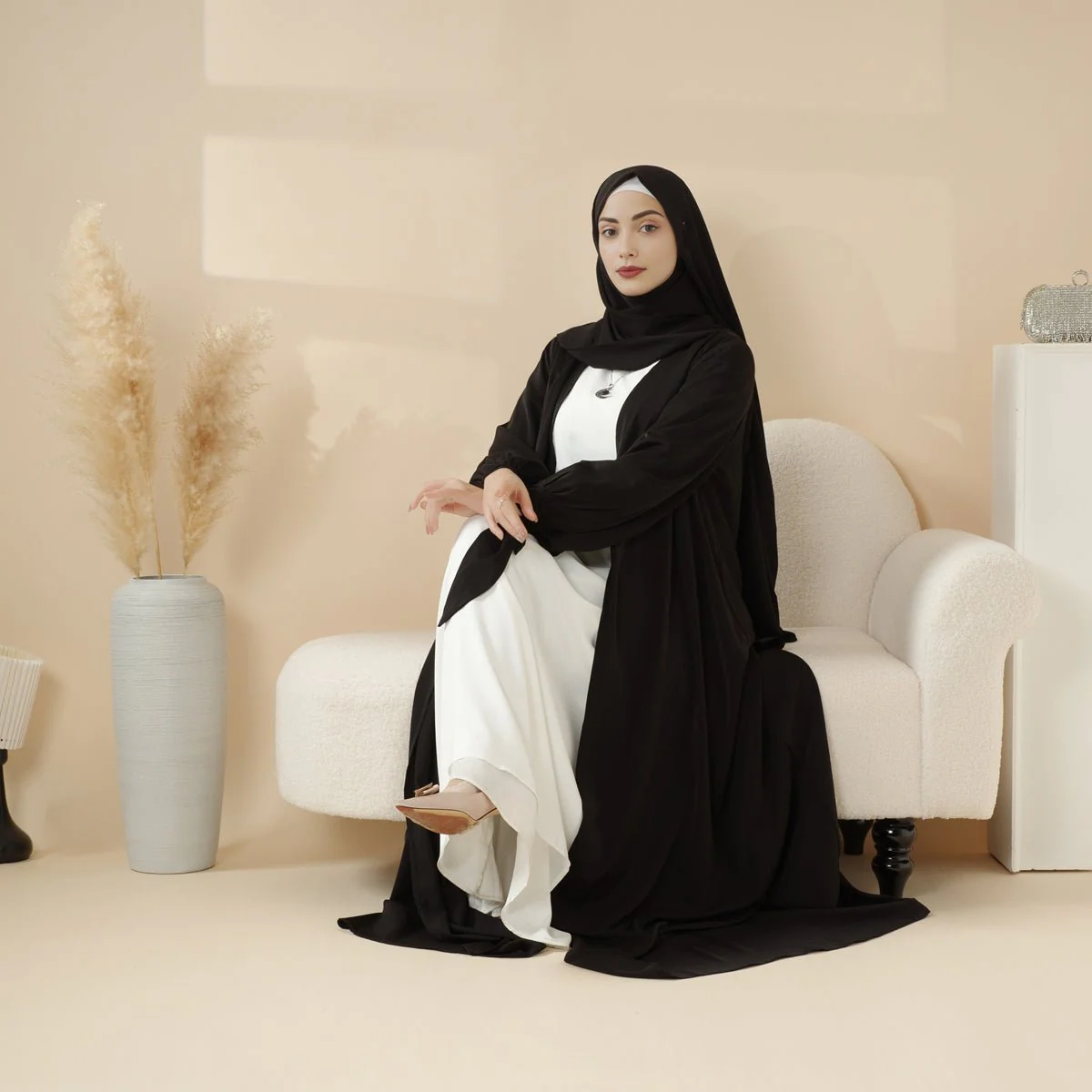 Premium Ribbon Sleeve Abaya: An Elegant Four-piece Abaya Set (MOA105) - Image 20
