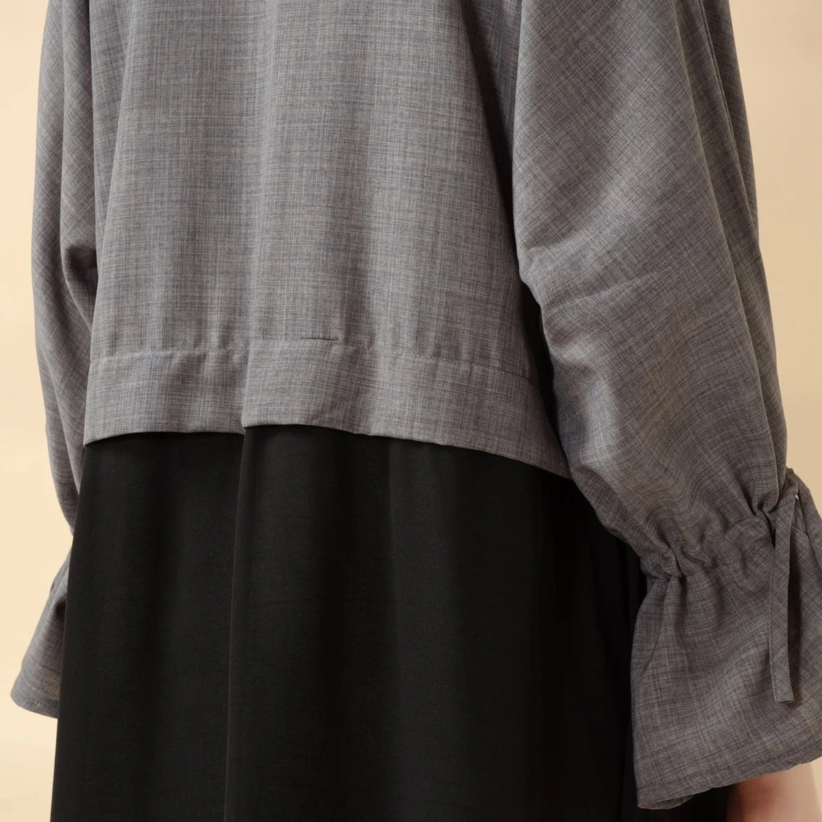 Princess Style Open Abaya | 2-Tone Contrast Ruffle Sleeves Abaya (MOA126) - Image 5