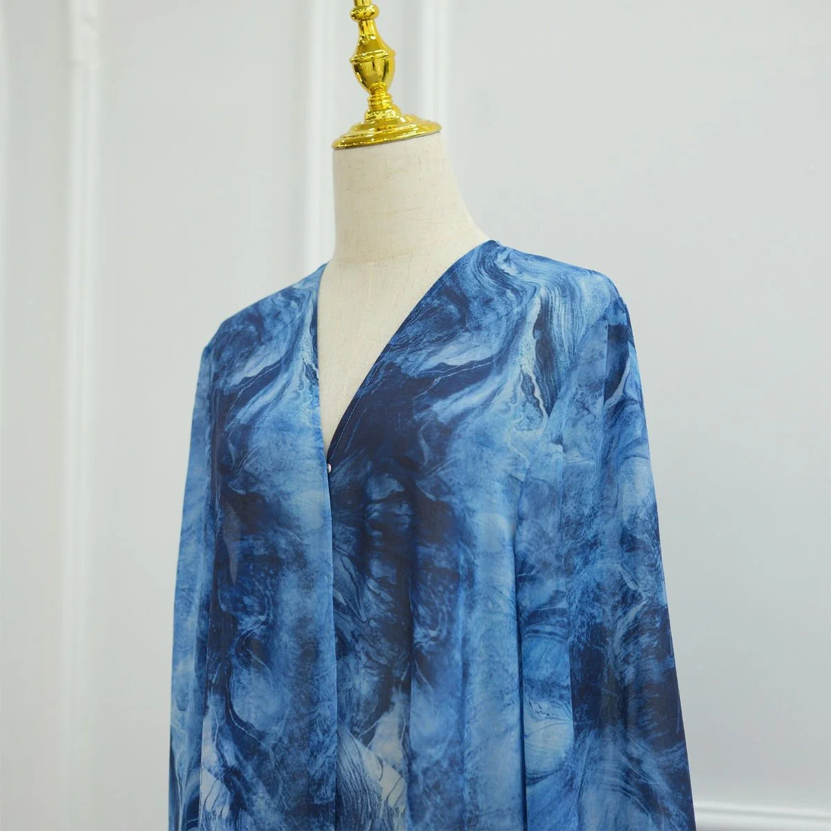 Printed Cardigan Abaya Collection | Modest Luxury Loungewear Feather-Print Robes (MOA194) - Image 24