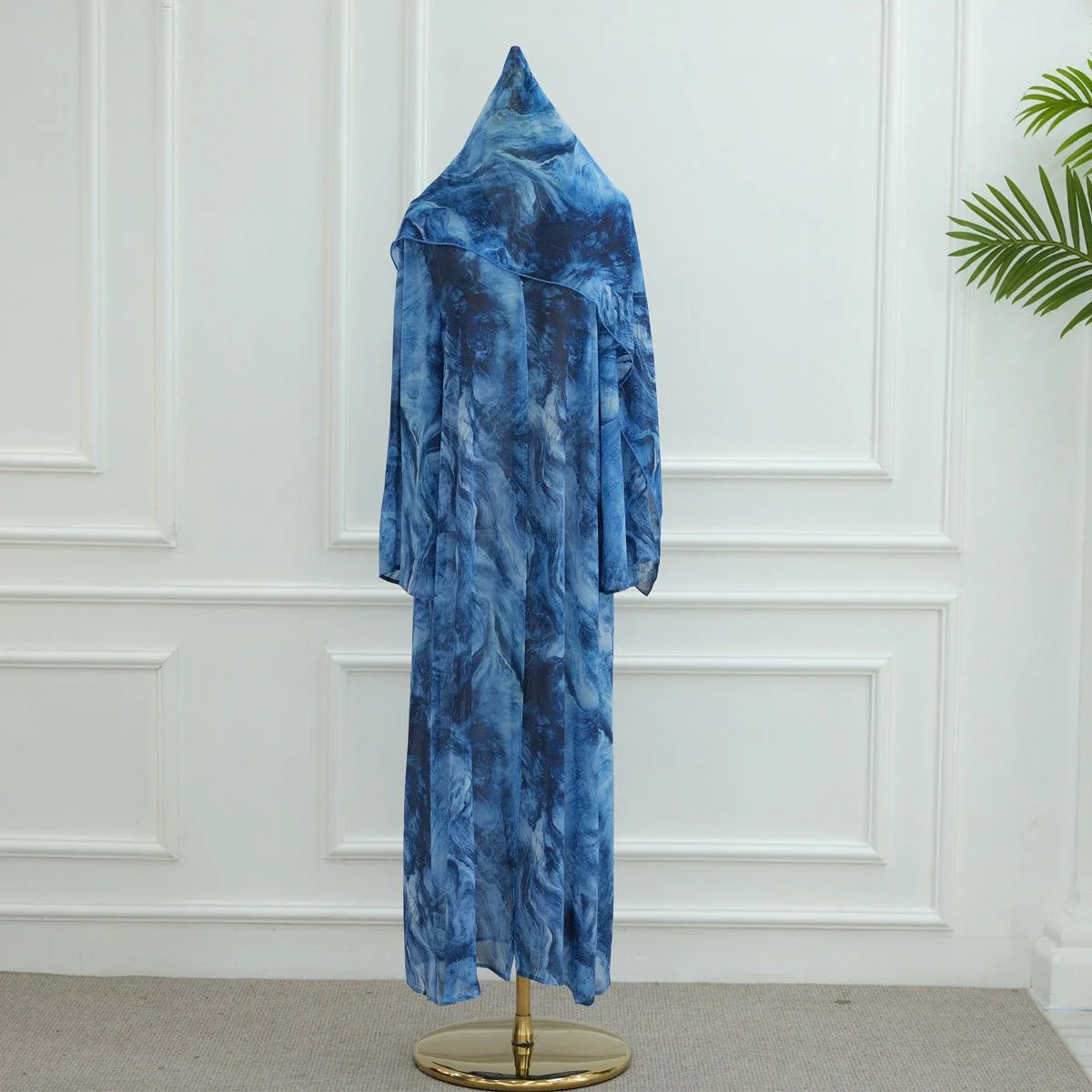 Printed Cardigan Abaya Collection | Modest Luxury Loungewear Feather-Print Robes (MOA194) - Image 26