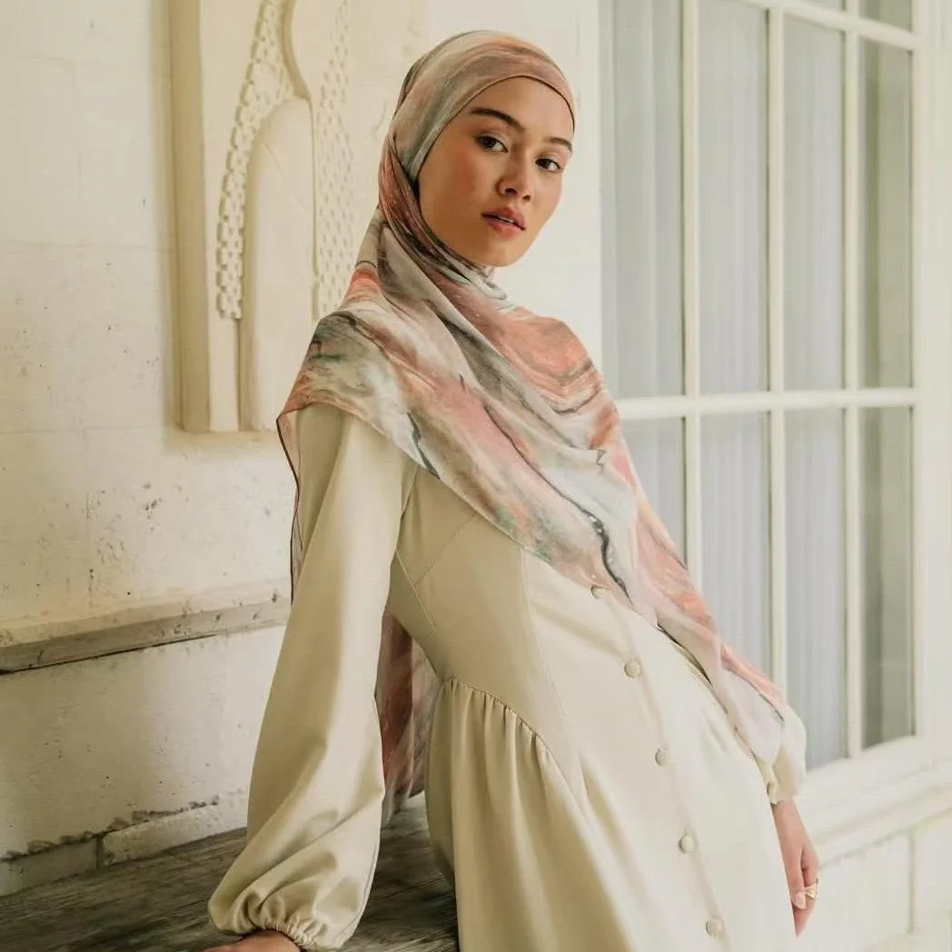 Printed Cotton Hijab Scarf | Soft Breathable Long Headscarf(MH201) - Image 10