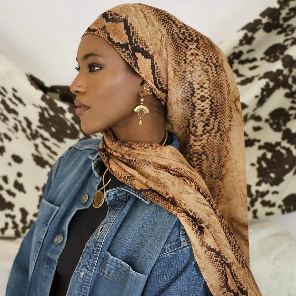 Printed Cotton Hijab Scarf | Soft Breathable Long Headscarf(MH201) - Image 11