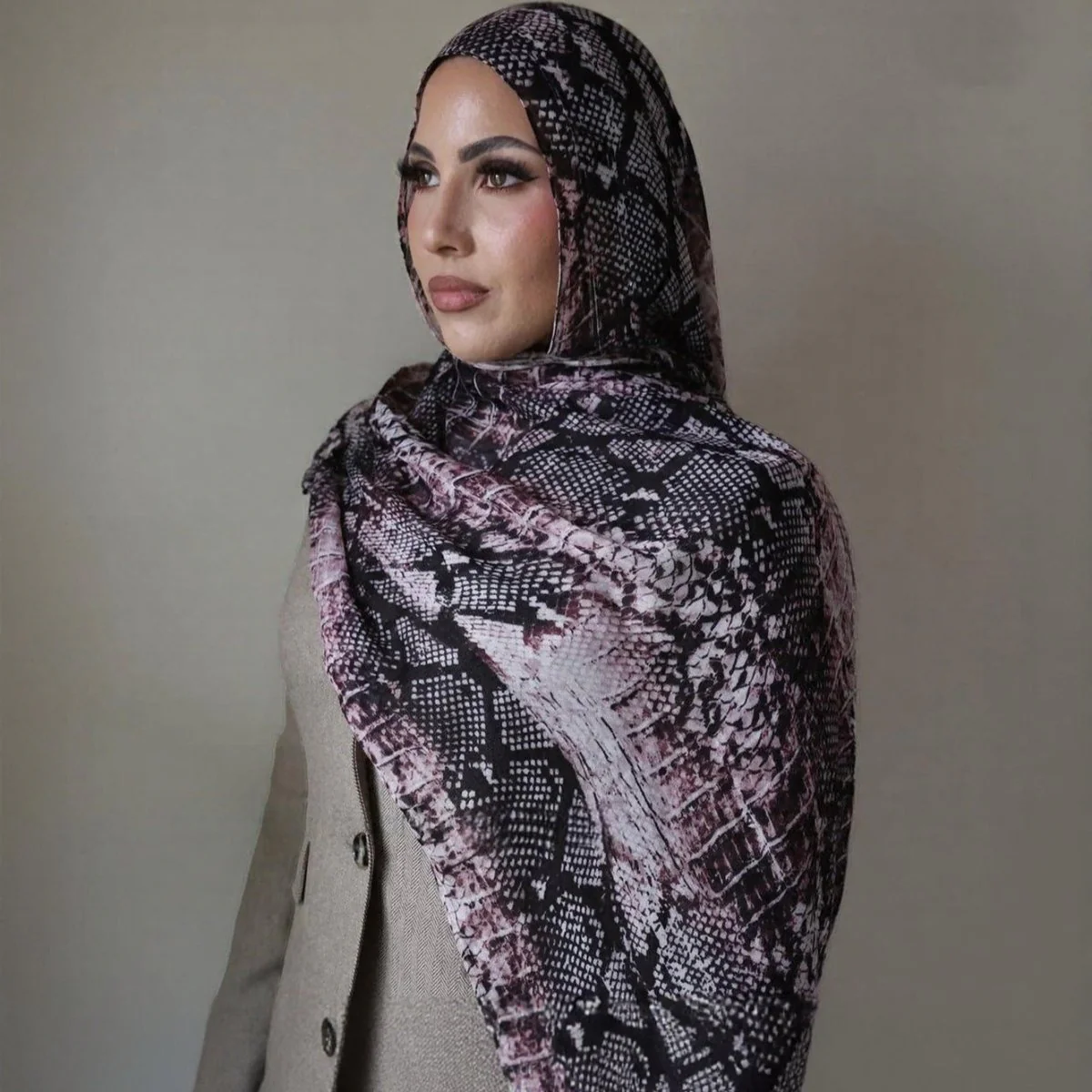 Printed Cotton Hijab Scarf | Soft Breathable Long Headscarf(MH201) - Image 12