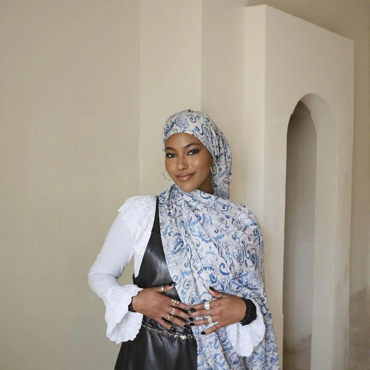 Printed Cotton Hijab Scarf | Soft Breathable Long Headscarf(MH201) - Image 13