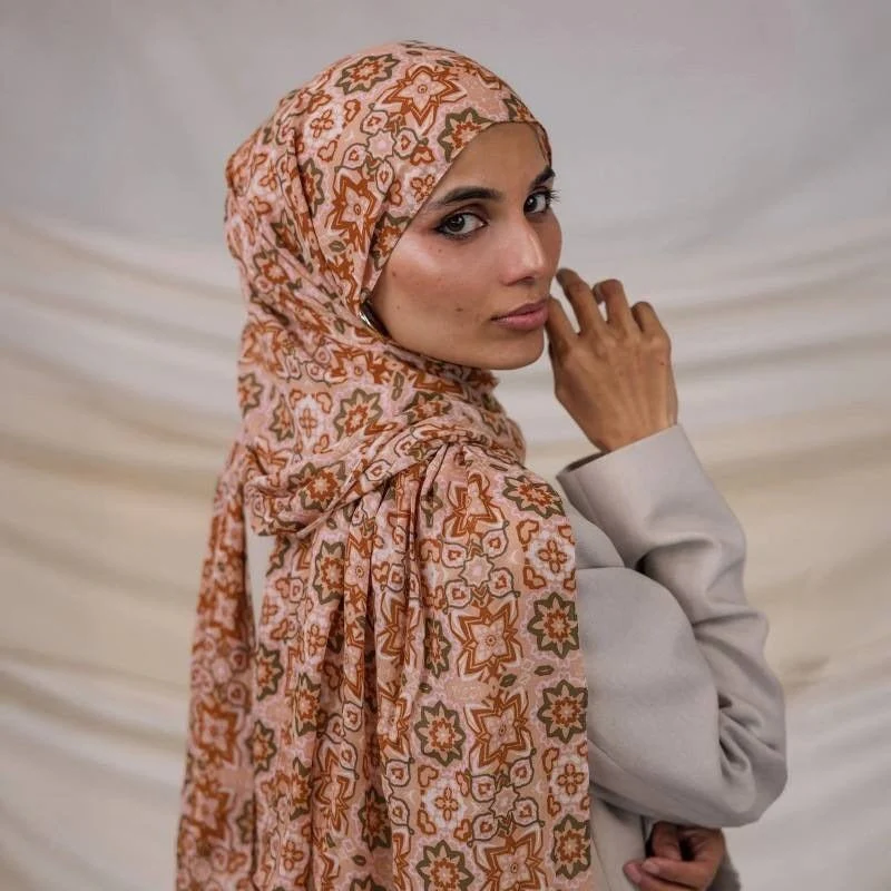 Printed Cotton Hijab Scarf | Soft Breathable Long Headscarf(MH201) - Image 19
