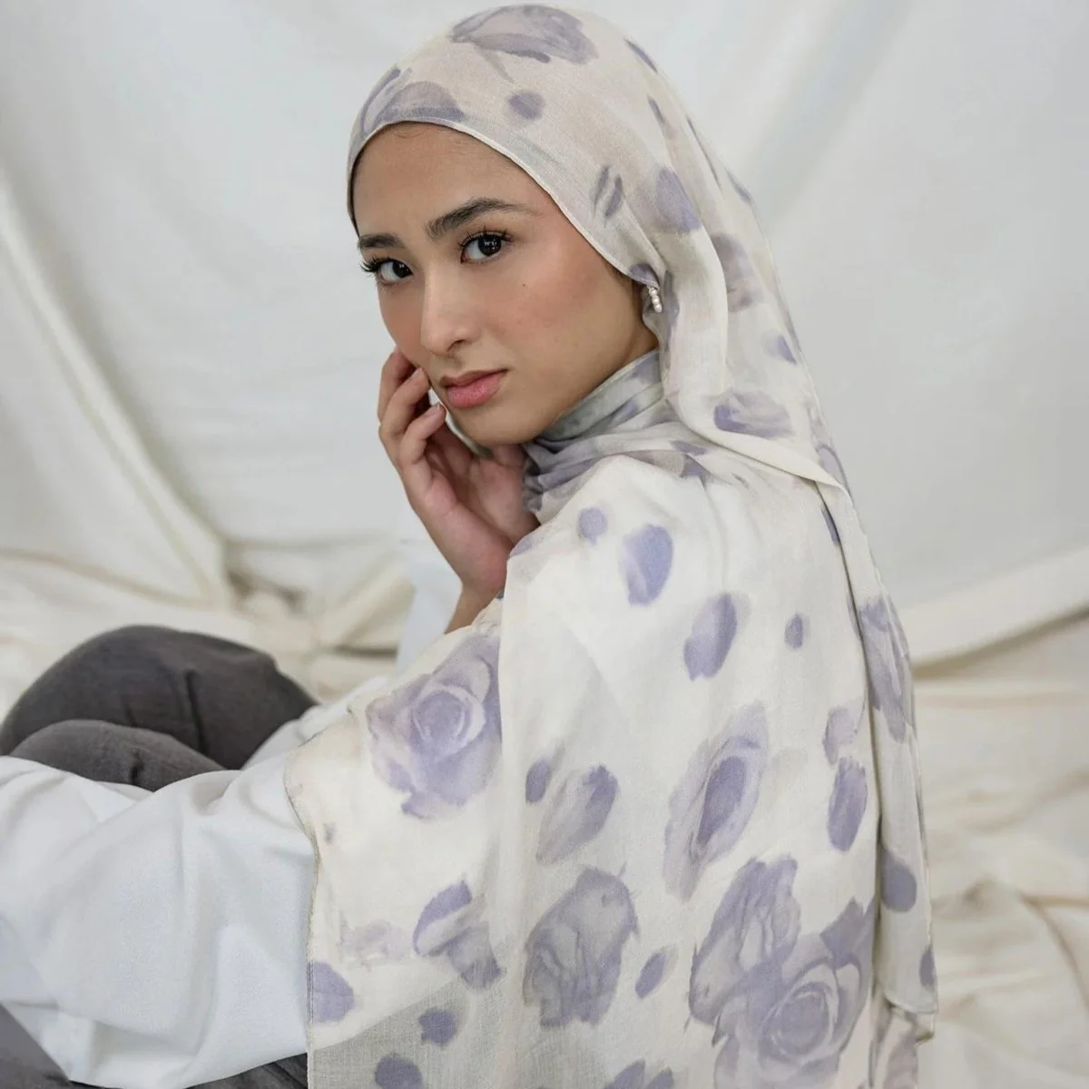 Printed Cotton Hijab Scarf | Soft Breathable Long Headscarf(MH201) - Image 28