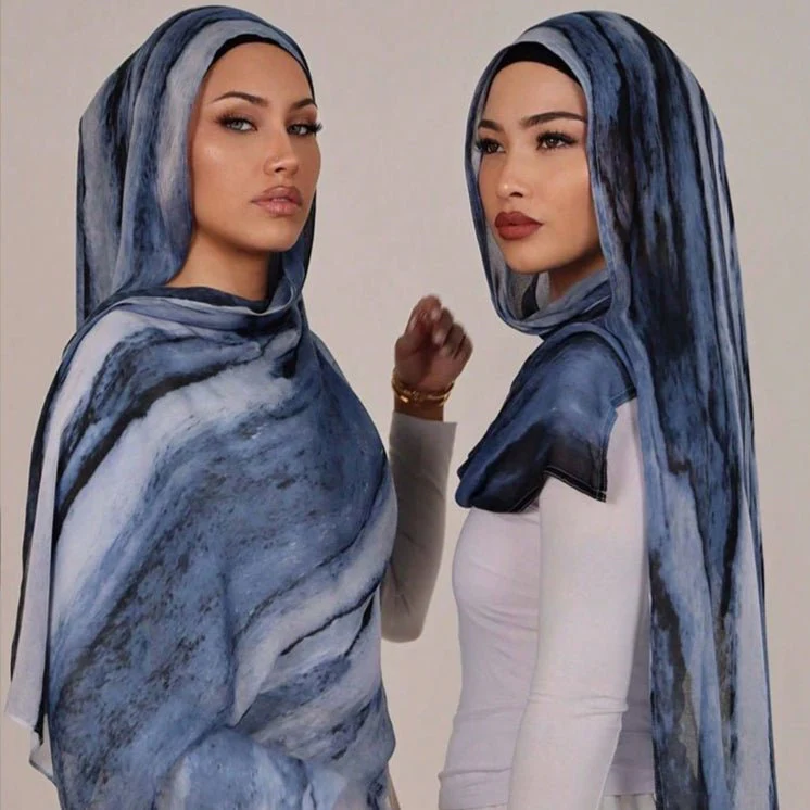 Printed Cotton Hijab Scarf | Soft Breathable Long Headscarf(MH201) - Image 3