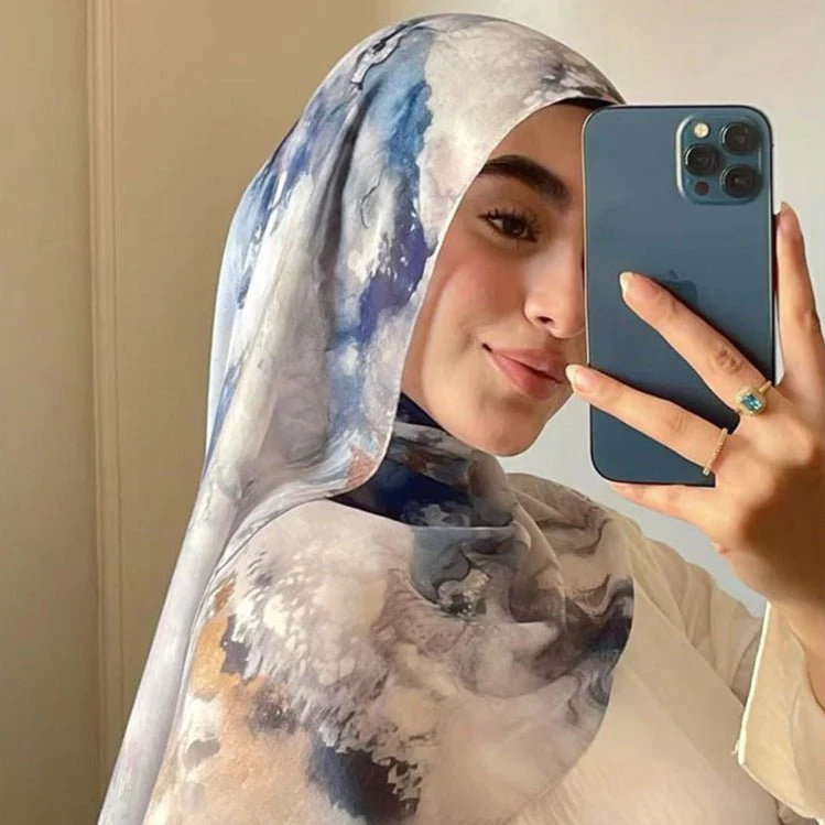 Printed Cotton Hijab Scarf | Soft Breathable Long Headscarf(MH201) - Image 4