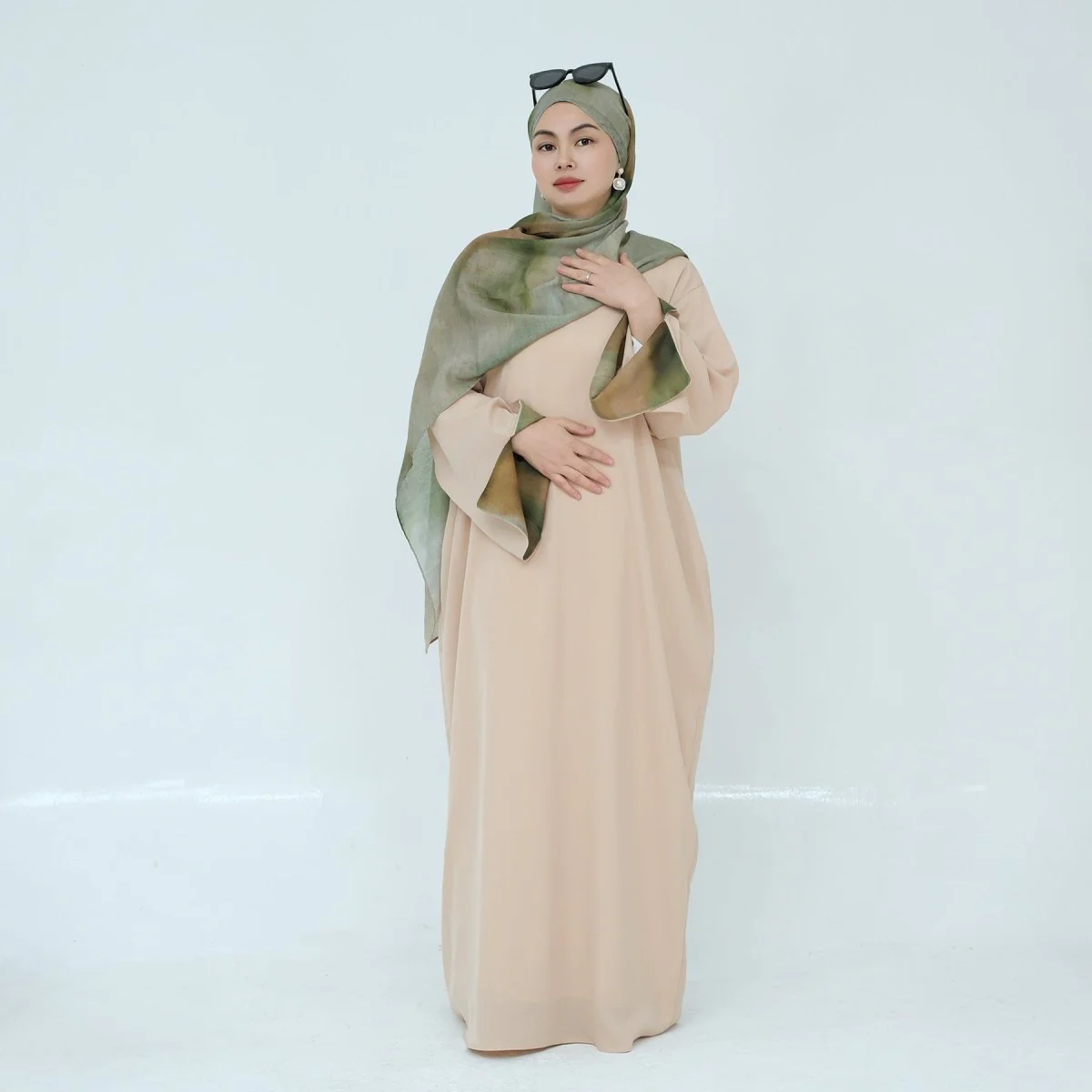 Printed Cuff Nida Abaya & Hijab Set | Relaxed Pocket Maxi Dress Abaya (MA360) - Image 20