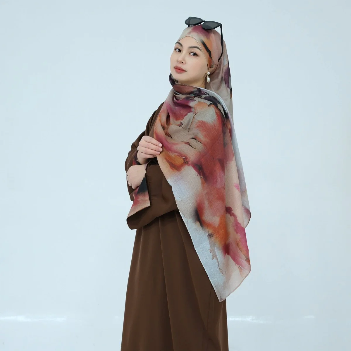 Printed Cuff Nida Abaya & Hijab Set | Relaxed Pocket Maxi Dress Abaya (MA360) - Image 9