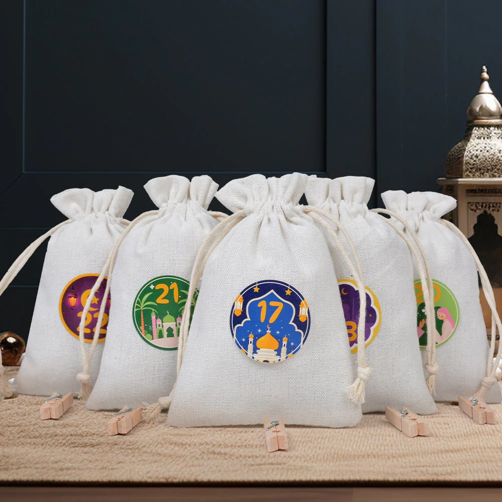 Ramadan 1–30 Countdown Calendar Gift Bag Set Drawstring Hanging Pouches (MAC385) - Image 7