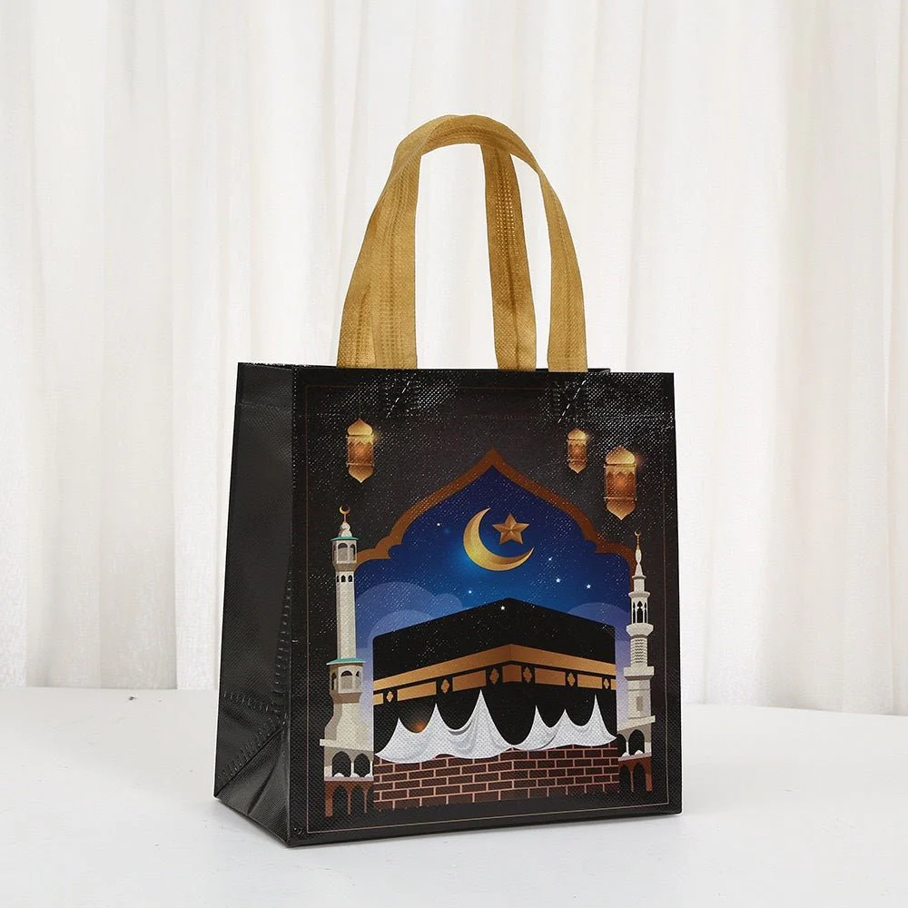 Ramadan Eid Mubarak Handheld Gift Bag Set | Kaaba Print Non-Woven Tote Bags (MAC388) - Image 3