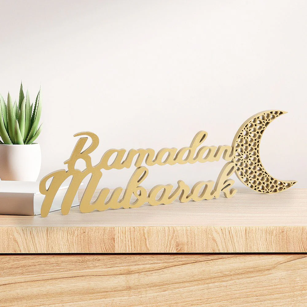 Ramadan Mubarak Wooden Craft Ornament Festive Tabletop Decor (MAC392) - Image 5