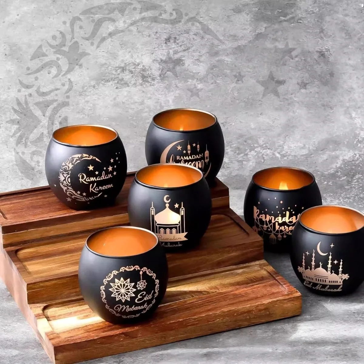 Ramadan Scented Candle Glass Holder Set (MAC391) - Image 2