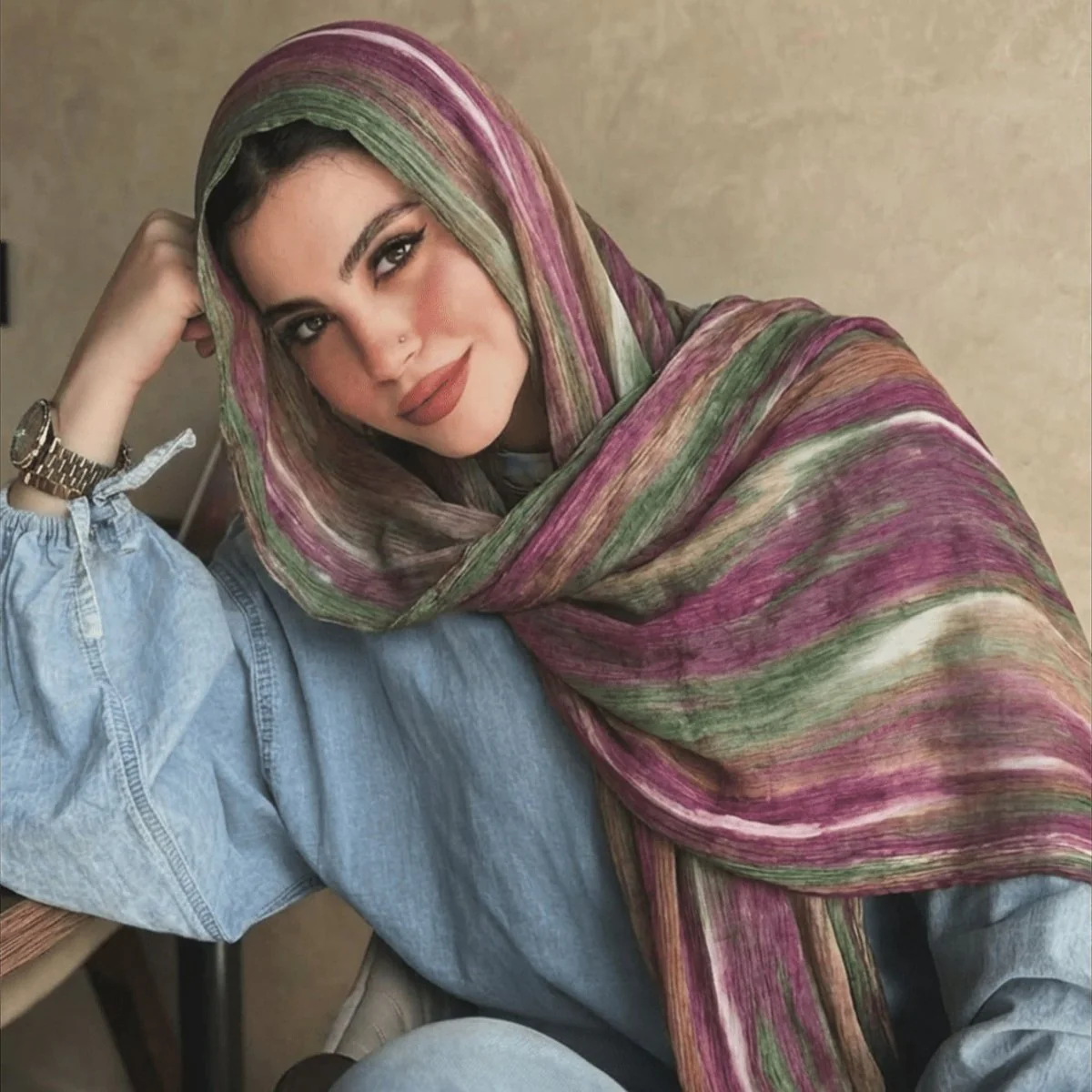 Rayon Gradient Tie-Dye Scarf  | Rayon Gradient Hijab (MH216) - Image 10