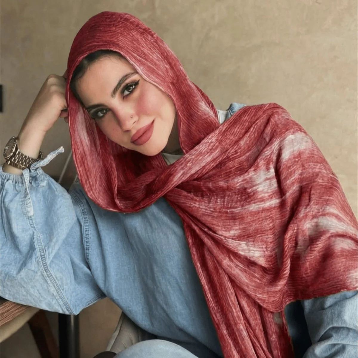 Rayon Gradient Tie-Dye Scarf  | Rayon Gradient Hijab (MH216) - Image 12