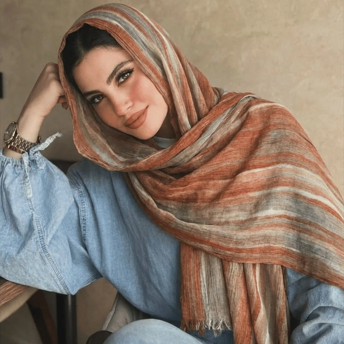 Rayon Gradient Tie-Dye Scarf  | Rayon Gradient Hijab (MH216) - Image 14
