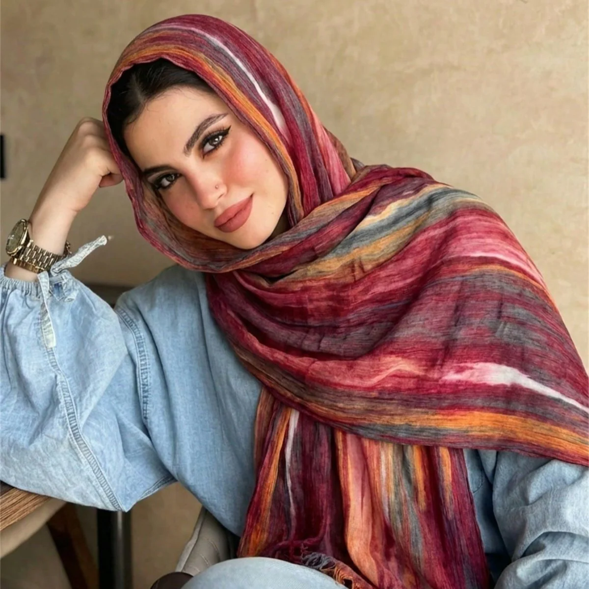 Rayon Gradient Tie-Dye Scarf  | Rayon Gradient Hijab (MH216) - Image 16