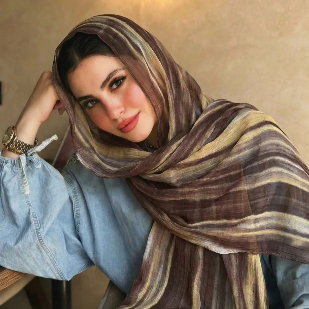Rayon Gradient Tie-Dye Scarf  | Rayon Gradient Hijab (MH216) - Image 17