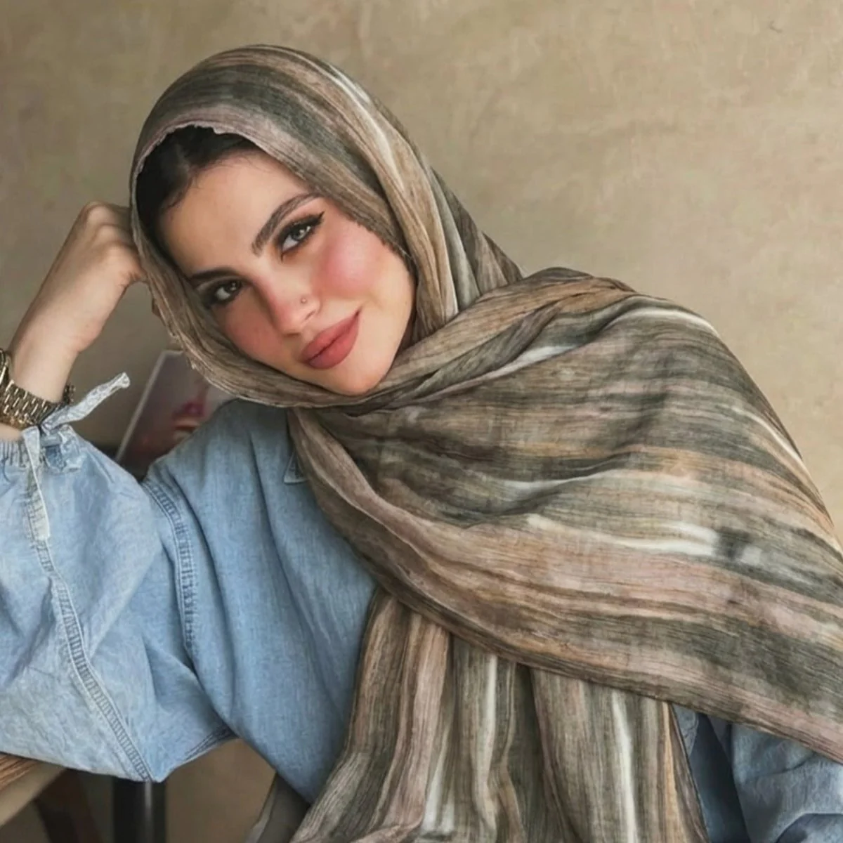 Rayon Gradient Tie-Dye Scarf  | Rayon Gradient Hijab (MH216) - Image 19