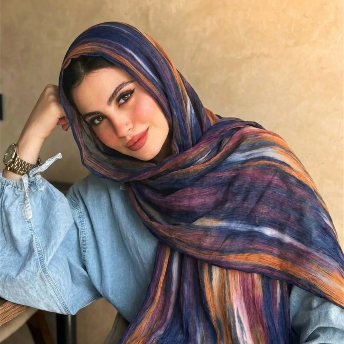 Rayon Gradient Tie-Dye Scarf  | Rayon Gradient Hijab (MH216) - Image 26