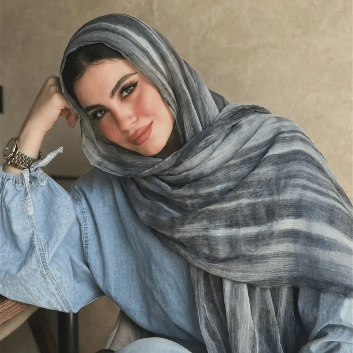 Rayon Gradient Tie-Dye Scarf  | Rayon Gradient Hijab (MH216) - Image 27