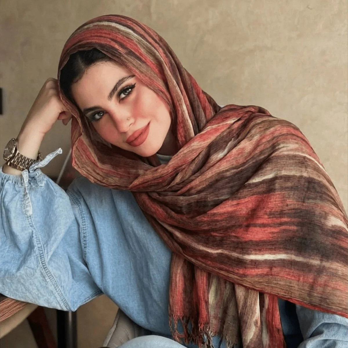 Rayon Gradient Tie-Dye Scarf  | Rayon Gradient Hijab (MH216) - Image 29
