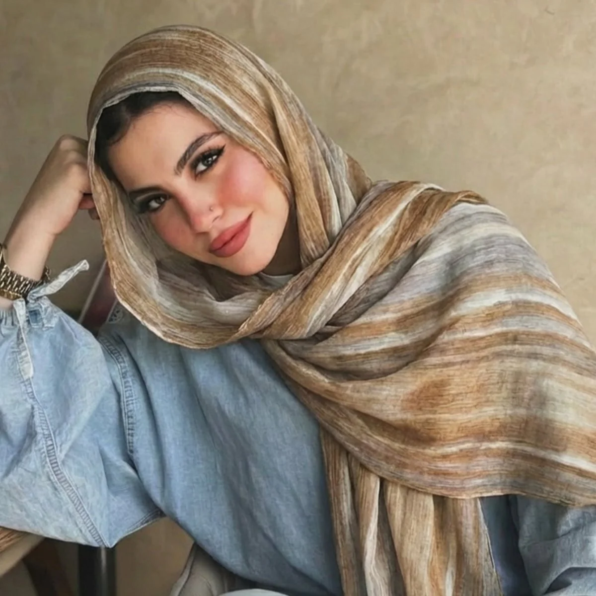 Rayon Gradient Tie-Dye Scarf  | Rayon Gradient Hijab (MH216) - Image 8