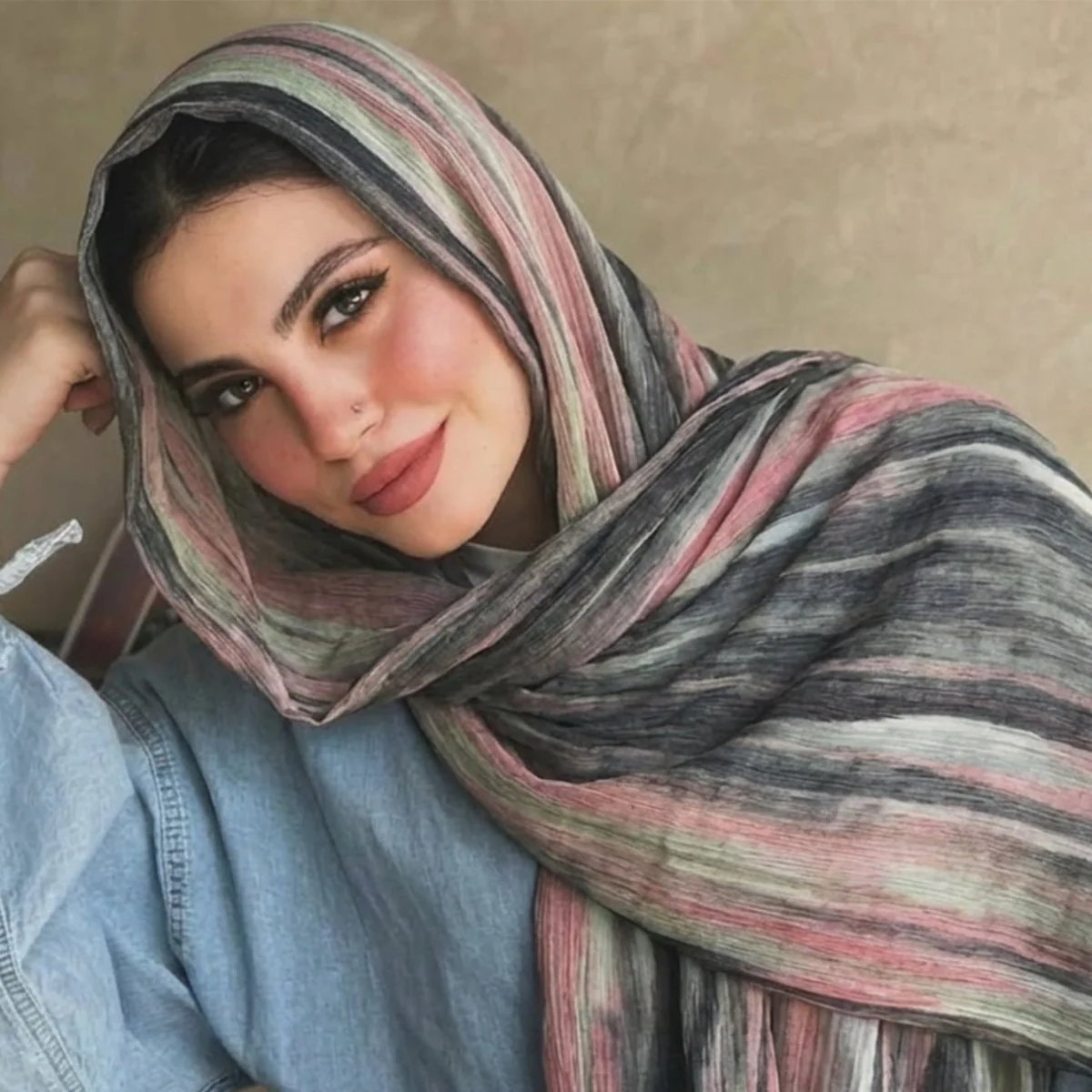 Rayon Gradient Tie-Dye Scarf  | Rayon Gradient Hijab (MH216) - Image 9
