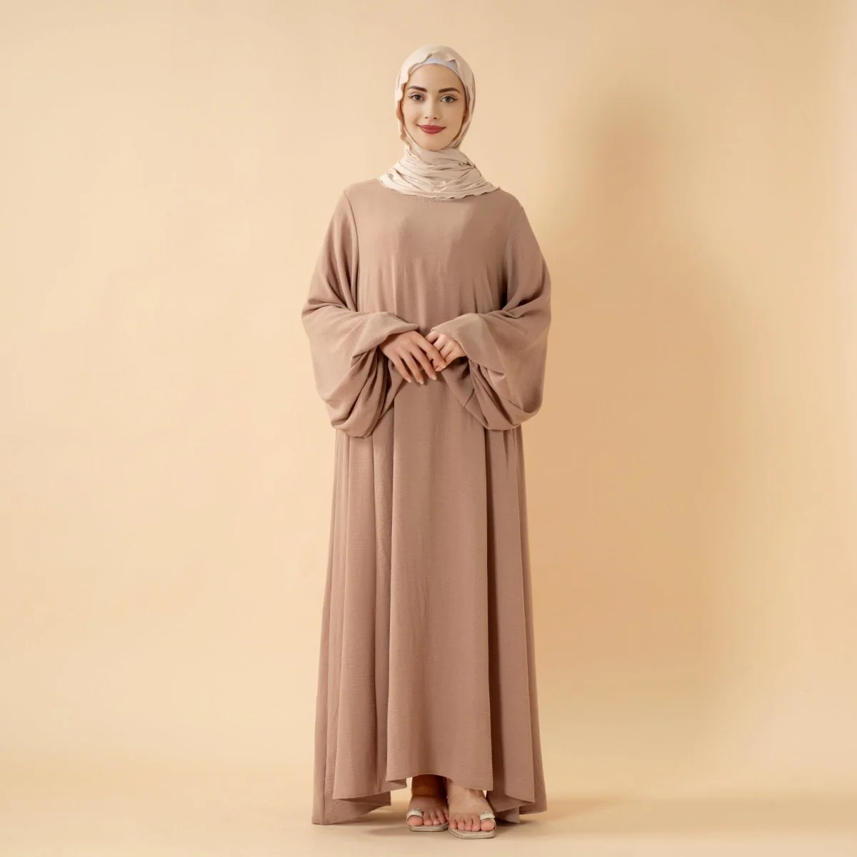Relaxed Fit Lantern Sleeves Crepe Abaya (MA190) - Image 11