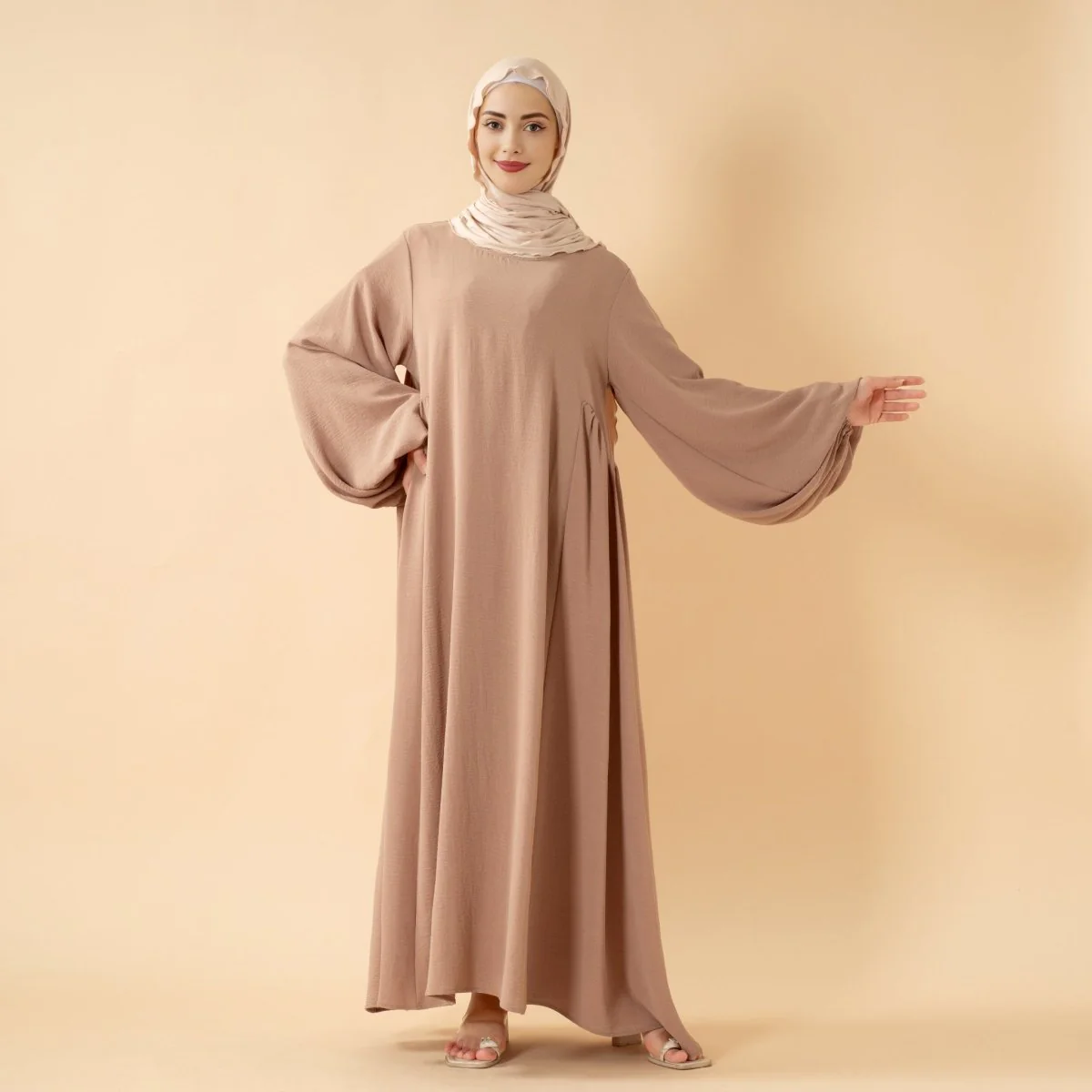 Relaxed Fit Lantern Sleeves Crepe Abaya (MA190) - Image 12