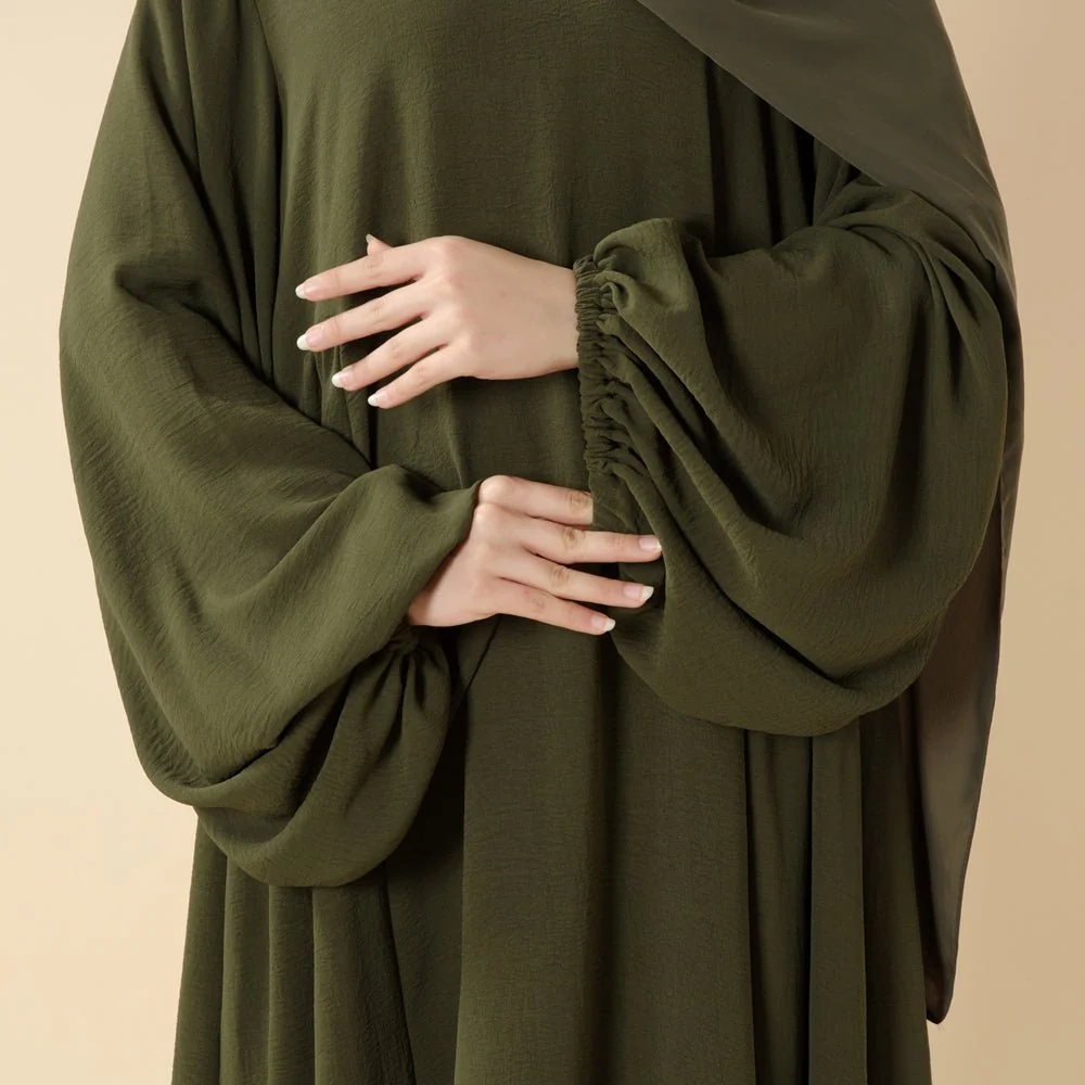 Relaxed Fit Lantern Sleeves Crepe Abaya (MA190) - Image 2