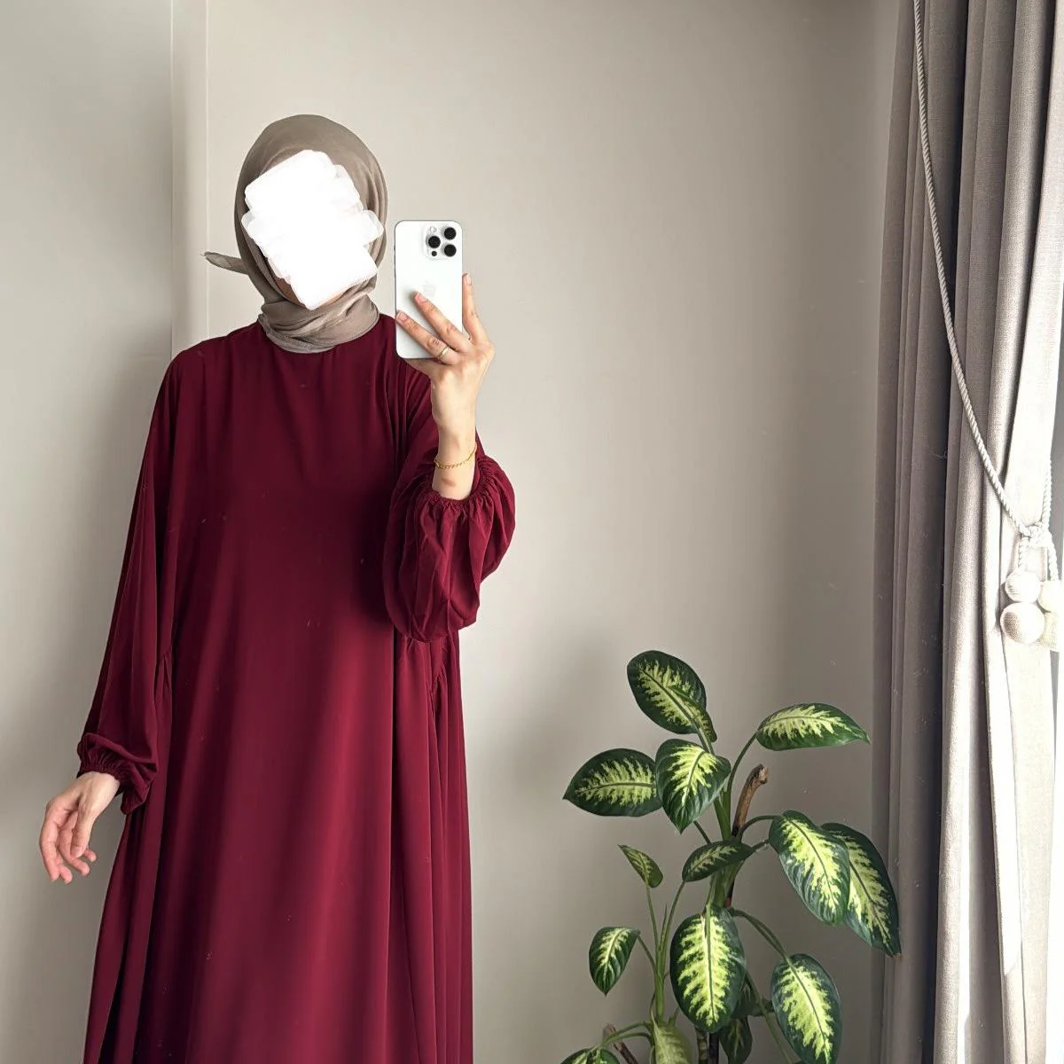 Relaxed Fit Lantern Sleeves Crepe Abaya (MA190) - Image 20