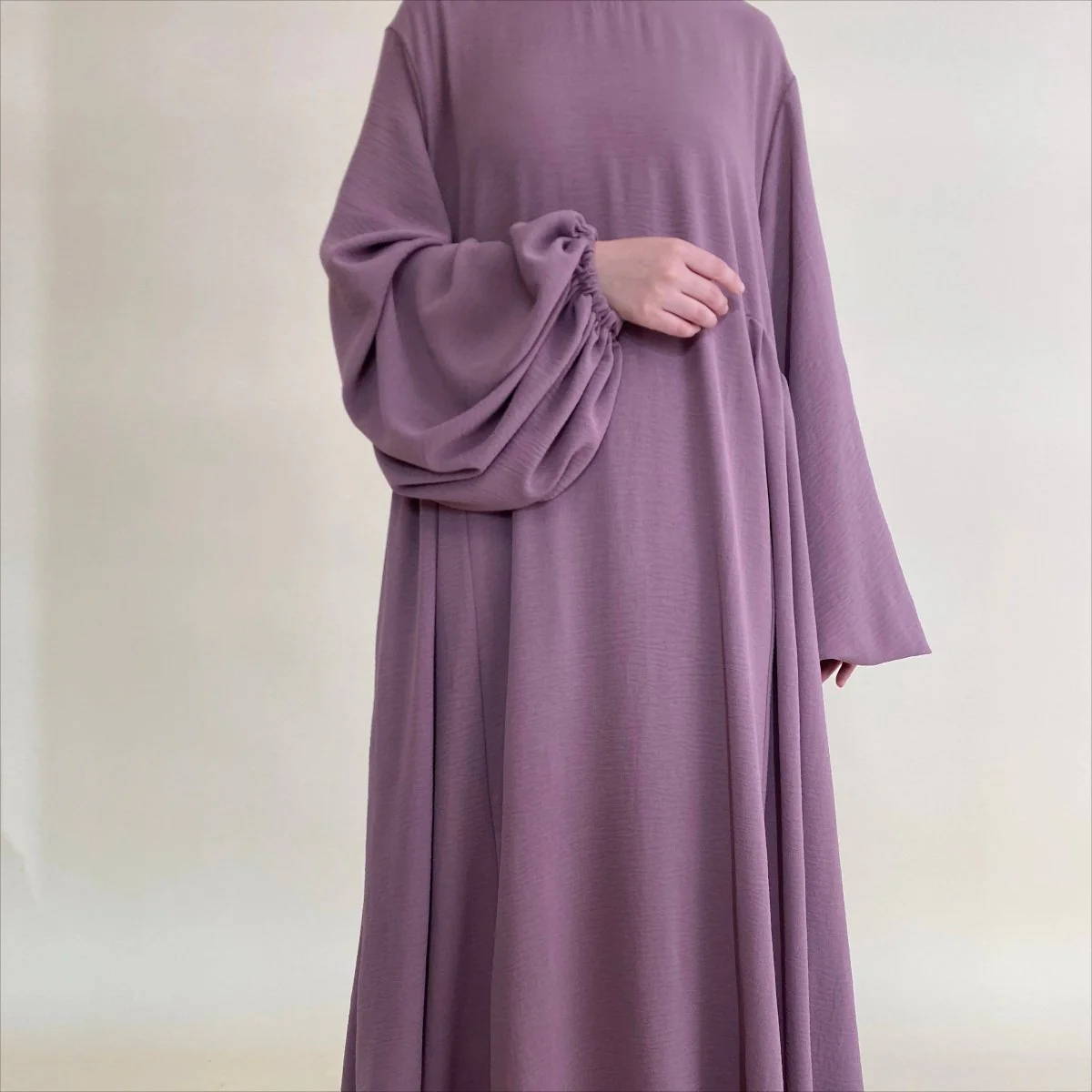 Relaxed Fit Lantern Sleeves Crepe Abaya (MA190) - Image 28