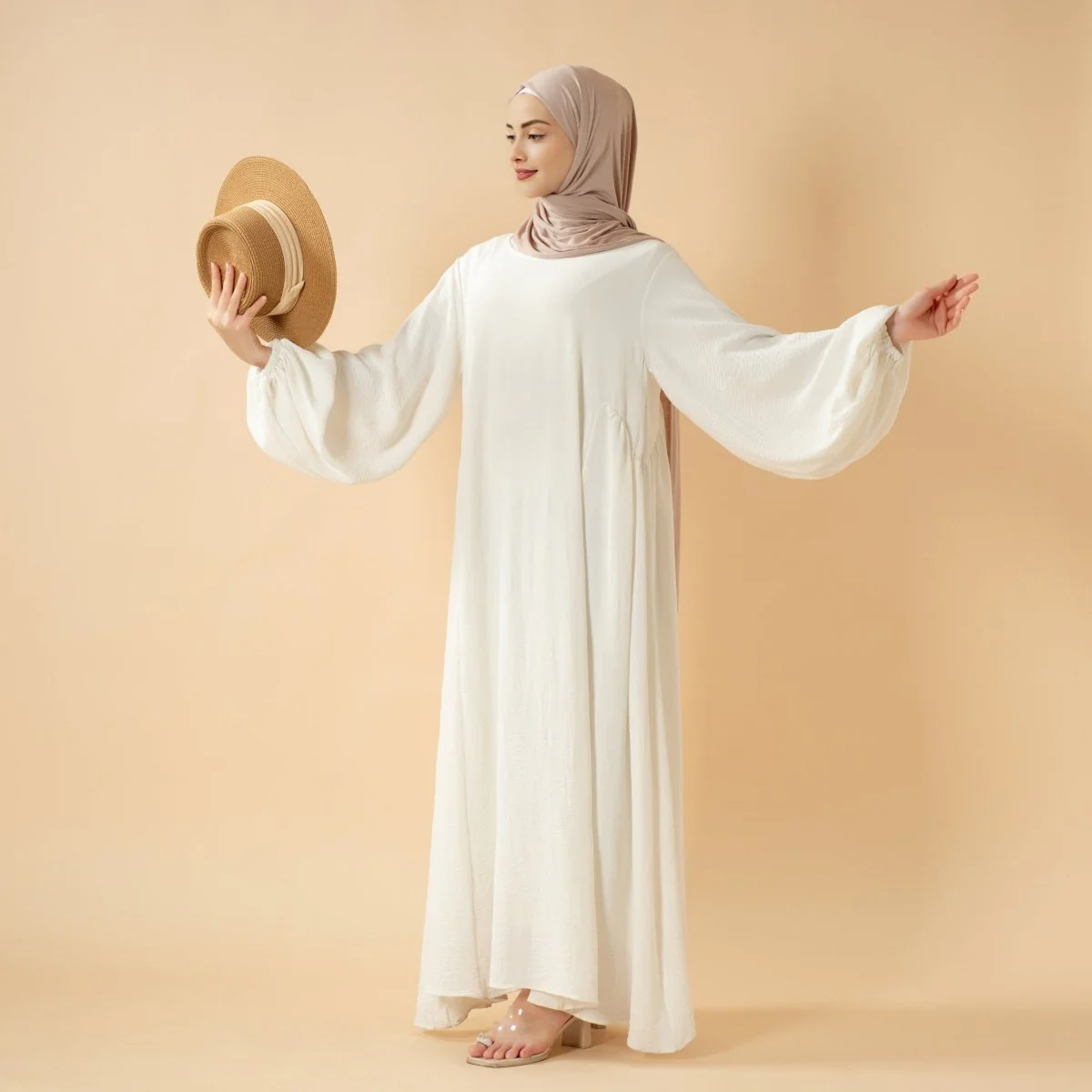 Relaxed Fit Lantern Sleeves Crepe Abaya (MA190) - Image 4