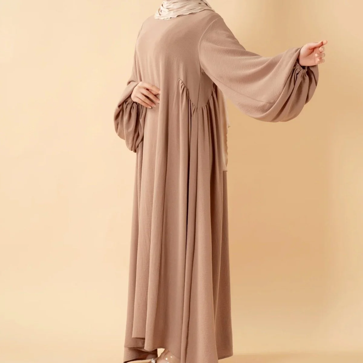 Relaxed Fit Lantern Sleeves Crepe Abaya (MA190) - Image 5