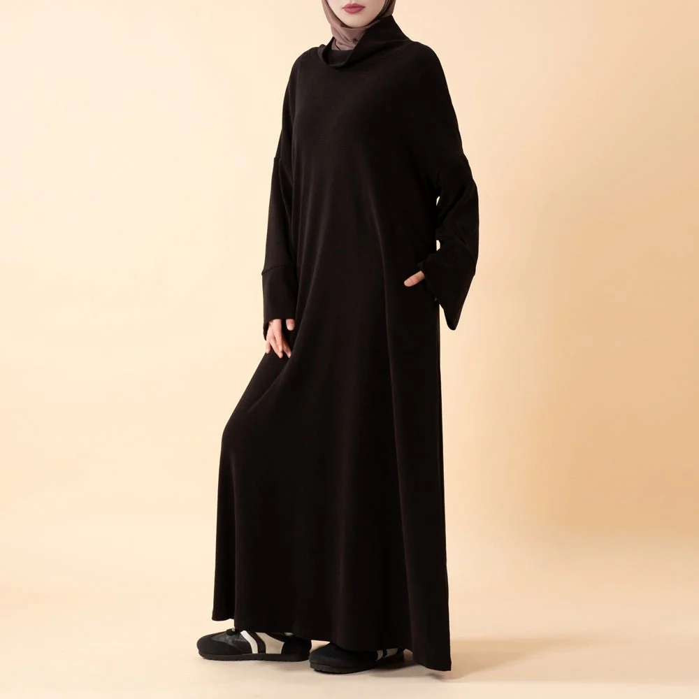 Relaxed Turtleneck Abaya with Pockets (MA383) - Image 11