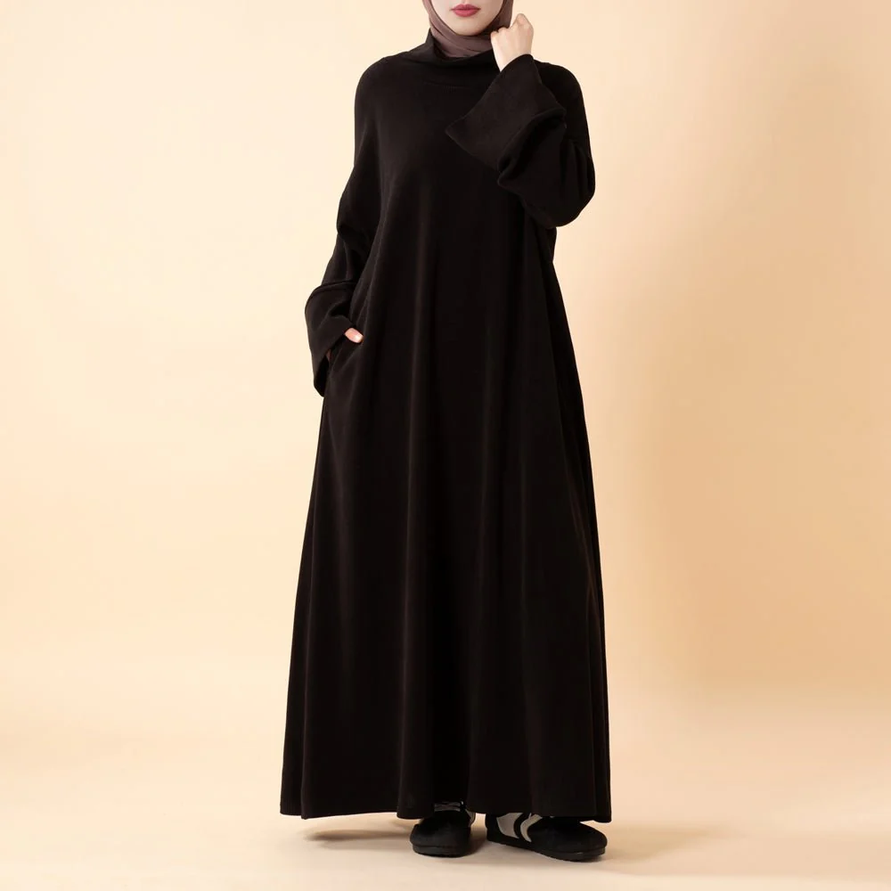 Relaxed Turtleneck Abaya with Pockets (MA383) - Image 9