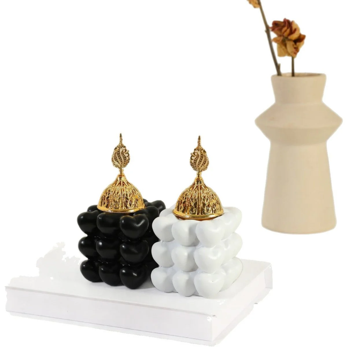 Resin Decorative Heart-Shaped Cube Incense Burner (MAC401) - Image 5
