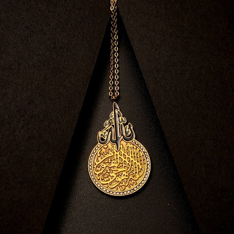 Retro Round Zircon Ultra-Shiny Stainless Steel Die-cast Oil Drop Contrast Necklace(MAC223)(WITH GIFT BOX) - Image 5