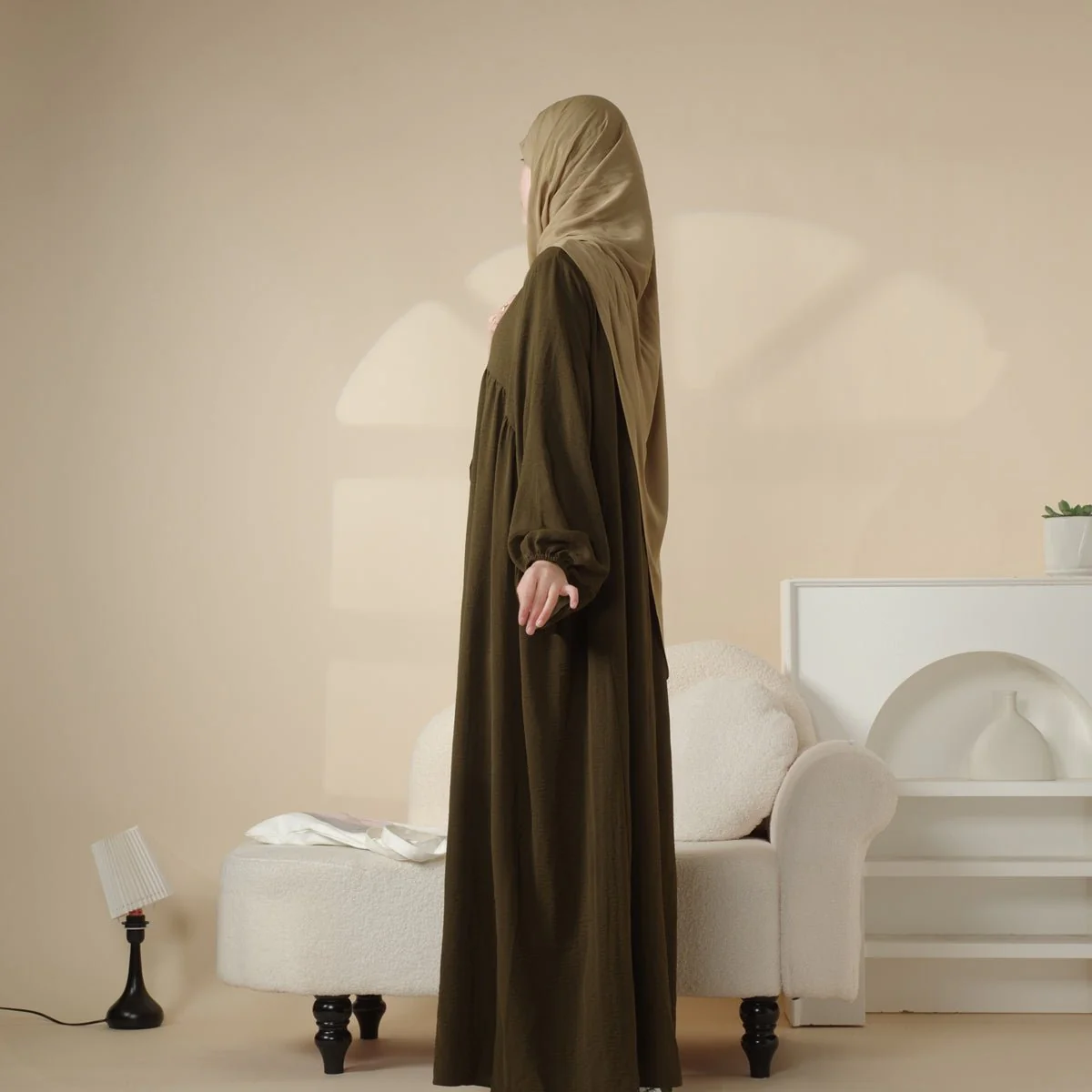 Reversible Abaya Made With Crepe Fabric (MA035) - Image 14