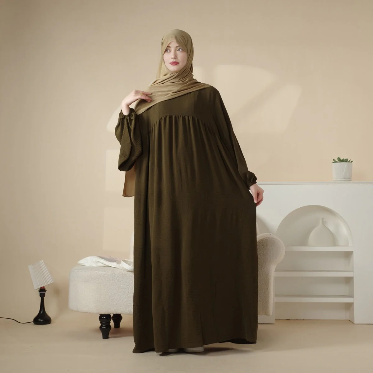 Reversible Abaya Made With Crepe Fabric (MA035) - Image 3
