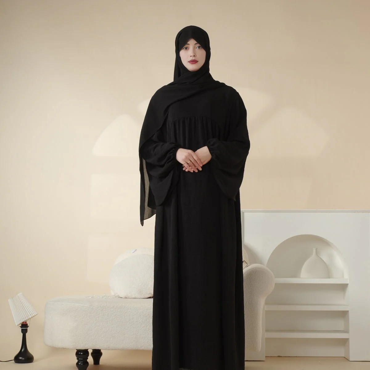 Reversible Abaya Made With Crepe Fabric (MA035) - Image 4