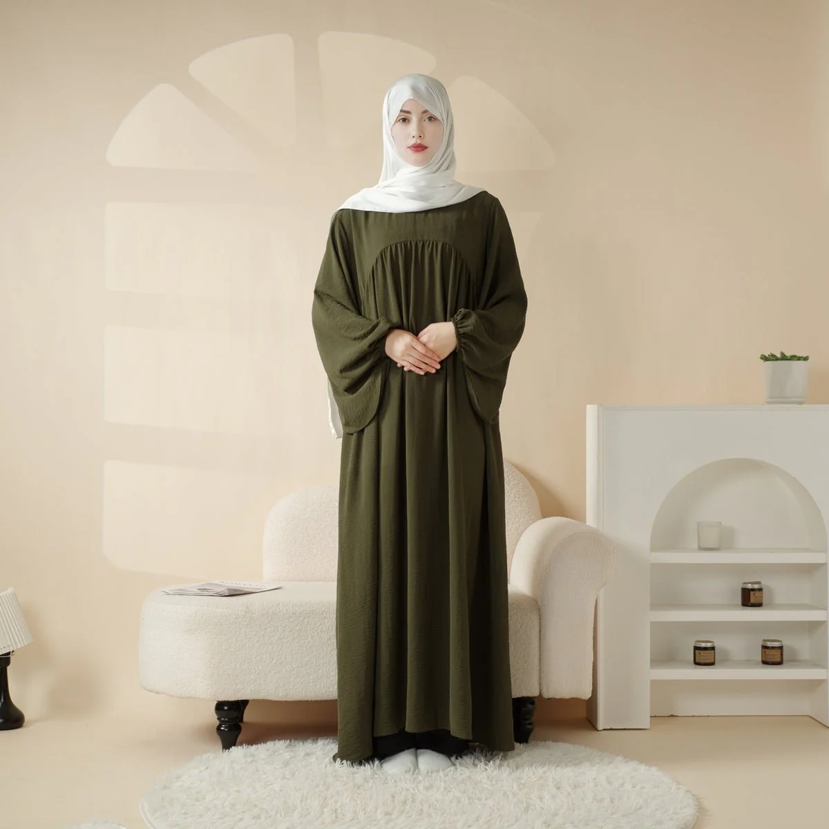 Reversible Abaya Made With Crepe Fabric (MA035) - Image 7
